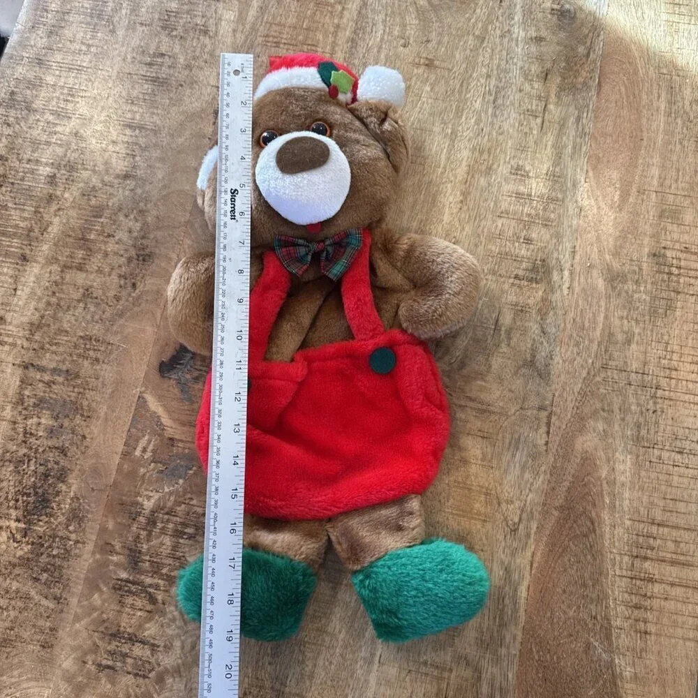 1985 Rennoc Santa’s Best 3D Brown Teddy Bear Plush Christmas Stocking 21